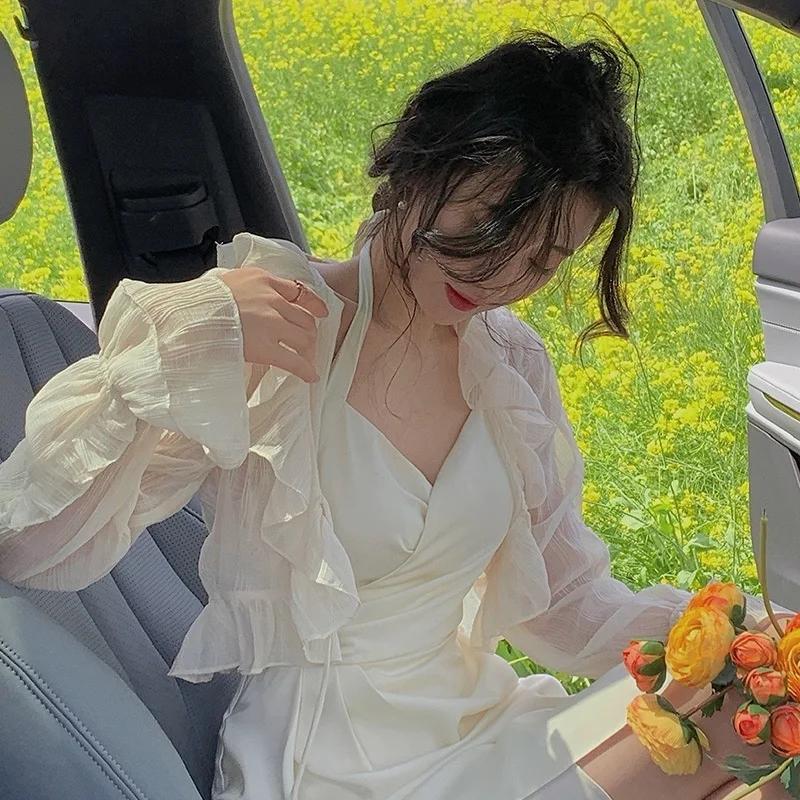   Ʈ ޽ Ľù̳   ߿ ī ž Strapless Tank Dress Sun Protection Ear Cuff Top